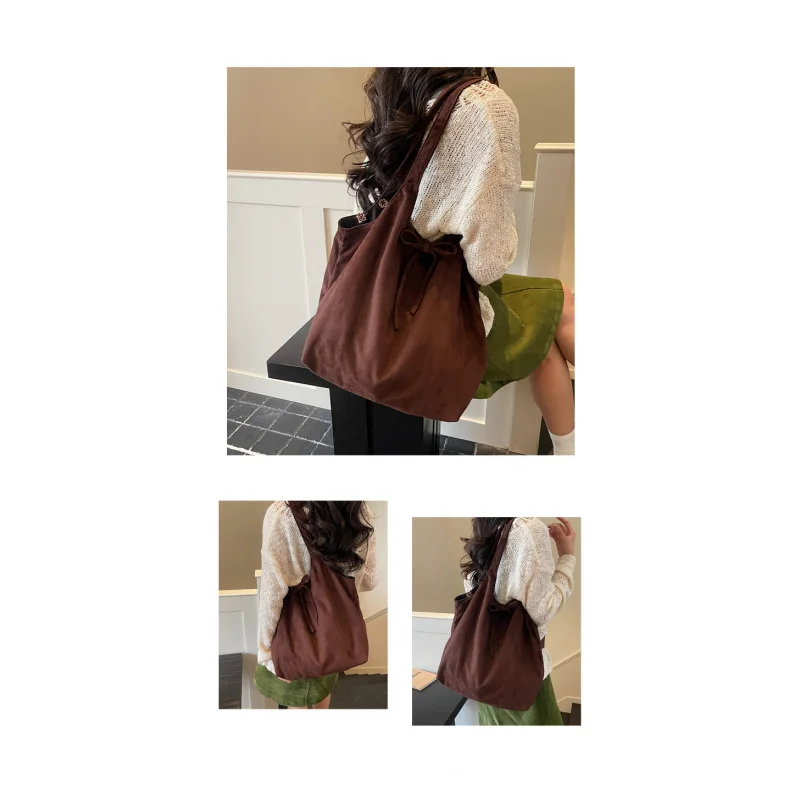 

2026New large-capacity casual double-sided shoulder bag, Korean-style trendy solid color leisure tote bag