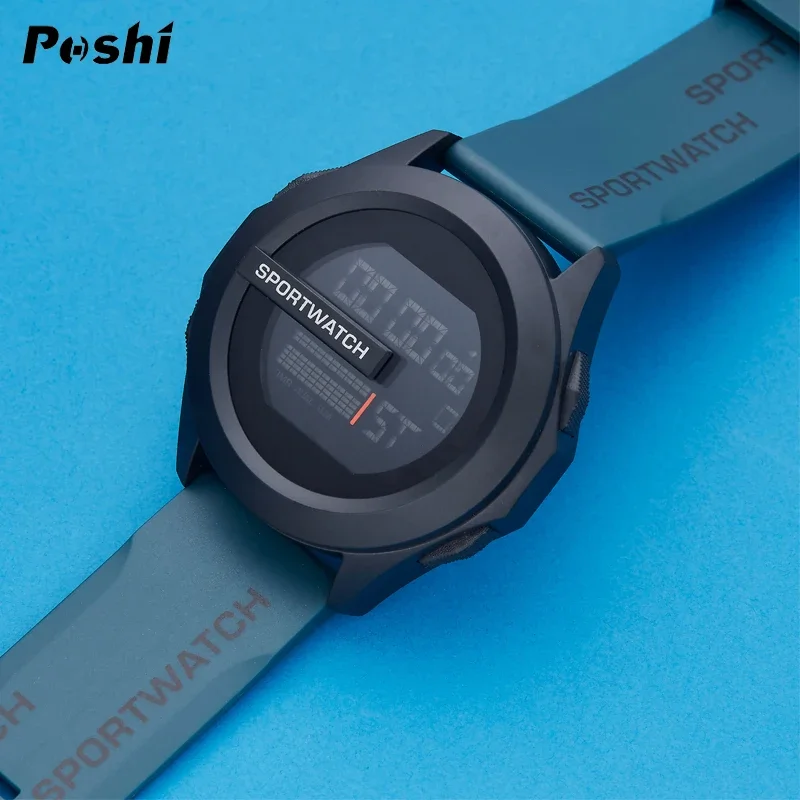 POSHI Sport Watch for Man Luxury Digital Wristwatch Stopwatch Luminous with Date Week Original Waterproof Clock free shipping