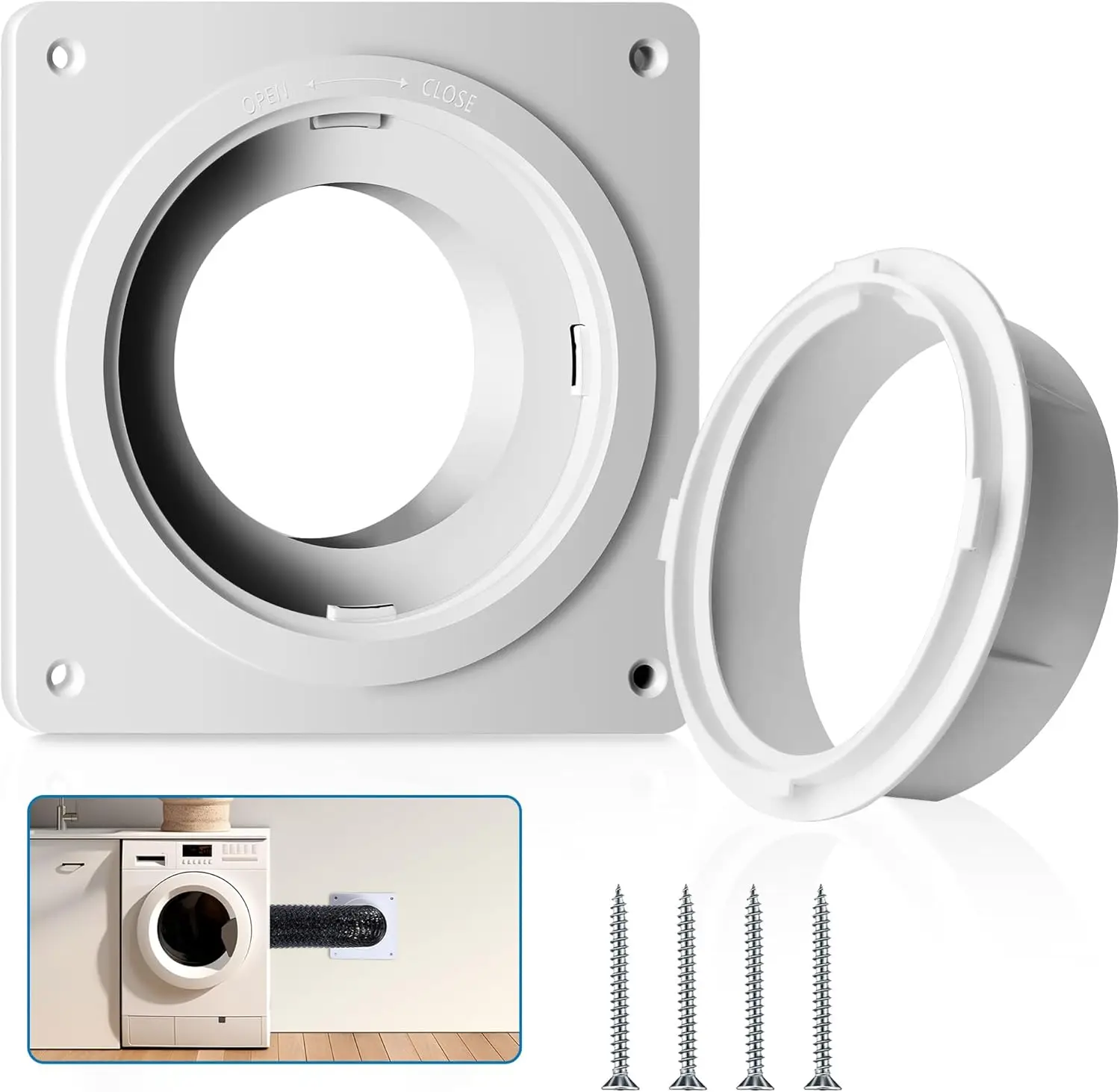 

Quick Connect Dryer Vent Wall Plate, Twist Lock Duct Connector Kit for Air Circulation