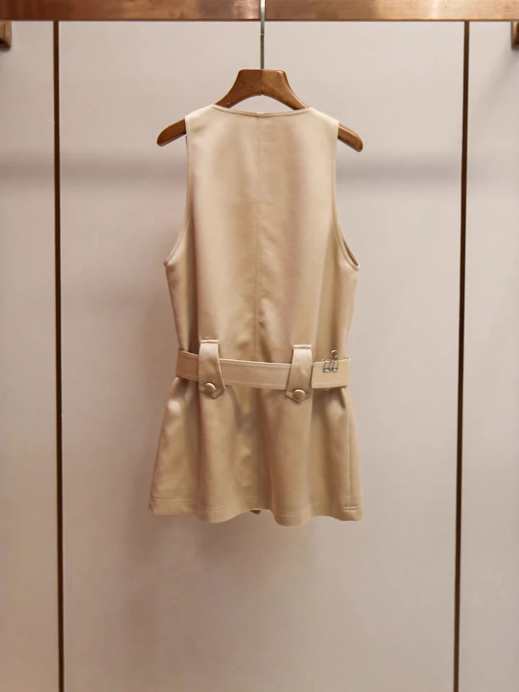 High End Women's Spring and Summer New Style Socialite Style Pendant Design Sense U-shaped Collar Vest Dress
