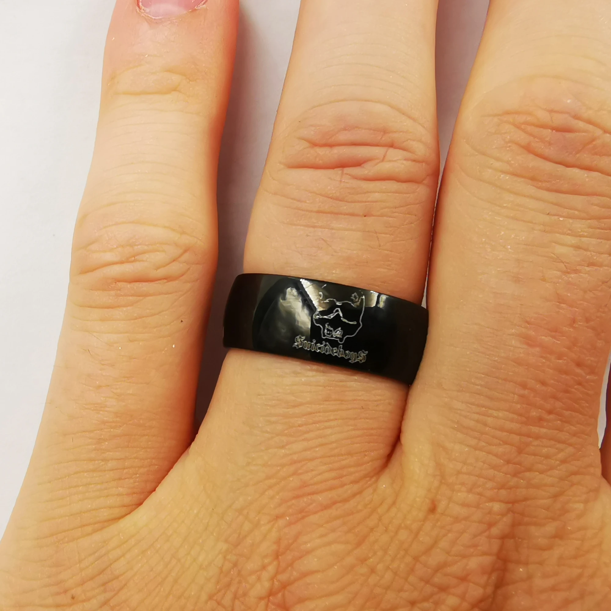 Fashion Black Stainless Steel ICP Skull Rings for Mens Smooth Rings 8-12#