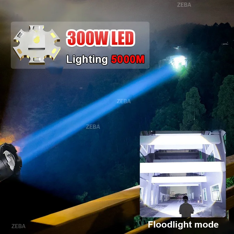 

Powerful LED Flashlight Rechargeable USB Flashlight 18650 Long Range Multifunction Tactical Torch Fishing Camping Work Hand Lamp