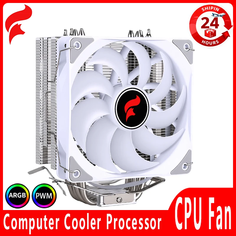 HNHU Computer Processor Cooler CPU Fan 120mm 4 Heat Pipes TDP:200W Compatible With i5 i7 115x 1200 1700 1851 2011 2066 AM4 AM5