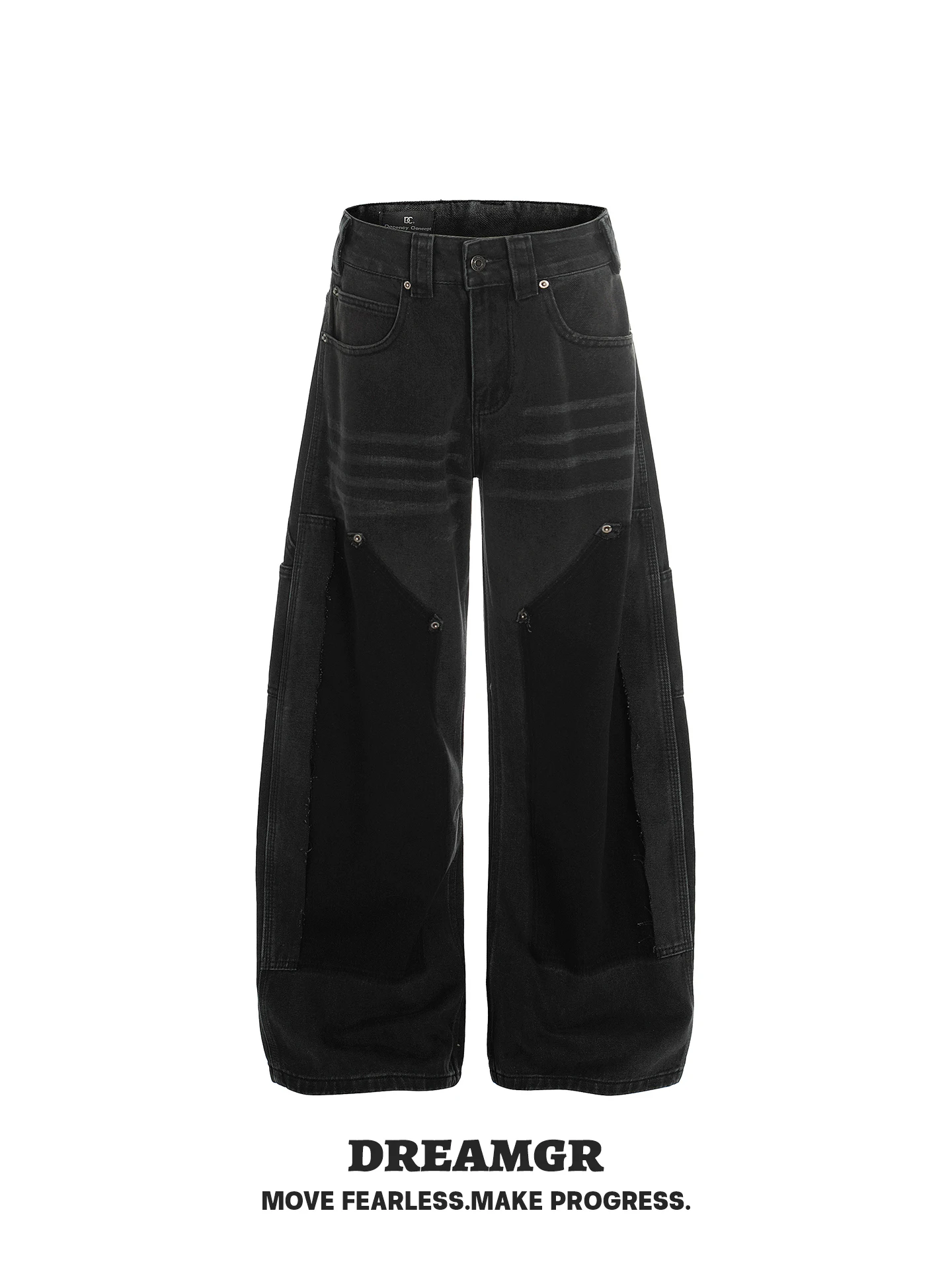 

Retro American Black Cowhide Rivet Logging Wide Leg Jeans Loose Straight Blade Pants Men's Design Sense Versatile Casual Jeans
