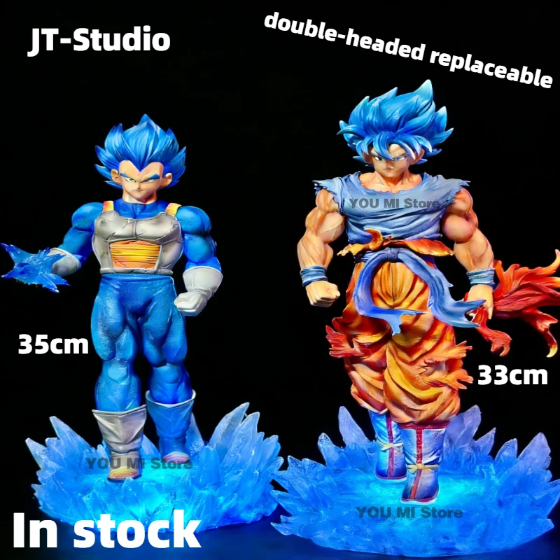 

Светящаяся статуэтка JT Dragon Ball Super: Супер Саяны Синий/Красный Сон Гоку/Вегета, двуглавая резная фигурка, модель из ПВХ, подарок