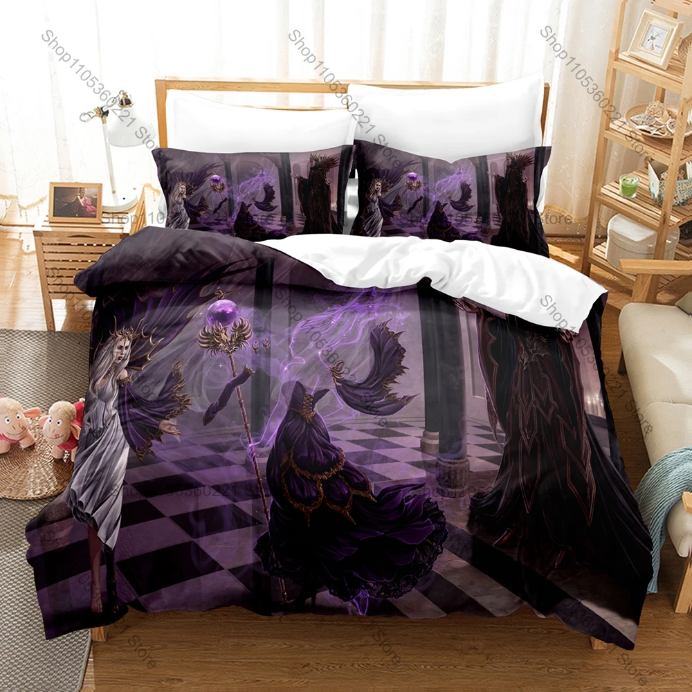 Cool Wraith Shadow Spirit Foggy Ruin Black Thorn Blood Moon Skeleton Ghost Duvet Cover + 2 Pillowcases Gothic Fans 3pcs Bedding