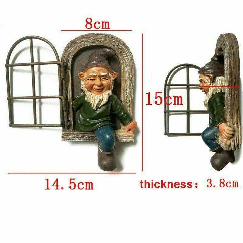 New Naughty Tree Hugger Gnome Statue Cute Elf Out Door Window Figurine Creative Home Yard Garden Tree Art Decor