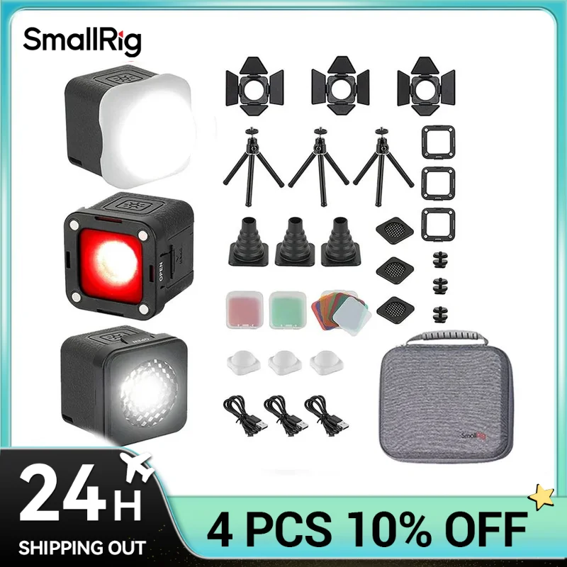 SmallRig LED 비디오 라이트 키트, DSLR 필 라이트, 방수 휴대용 카메라 라이트 키트, 미니 큐브, 8 색 필터