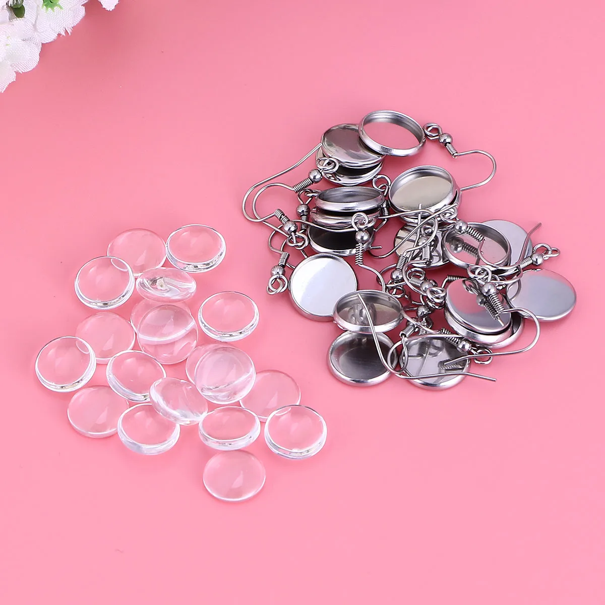 

20pcs Earring Wire Hooks Stainless Steel Jewelry Making Supplies DIY Blanks Glass Sheets Accessories for Parties Graduation
