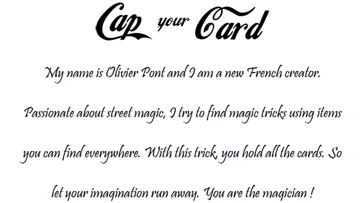 Cap your Card by Olivier Pont Card Magic Tricks Close Up Magic Magia Magie Magicians Prop Illusion Gimmick +Tutorial