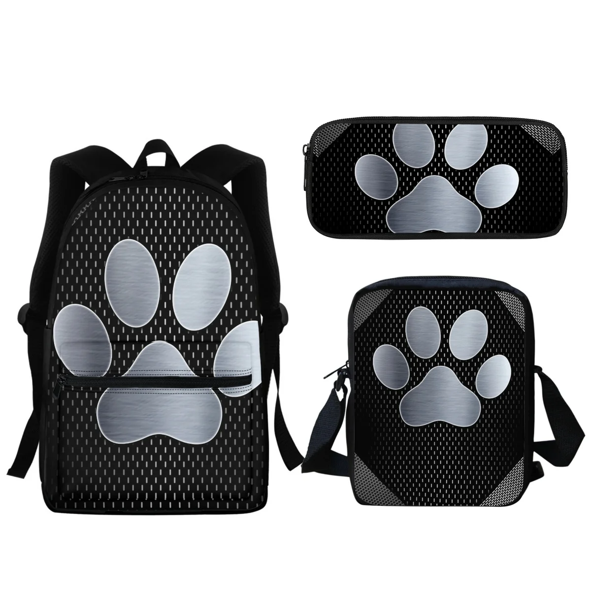 Cute Dog Paw Print Zipper Secondary School Bags Back to School Gift Casual Large Capacity Kids Backpack Lunch Totes Travle Bags