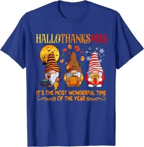 Happy Hallothanksmas Cute Gnomes Fall Halloween T-Shirt Fall Atumn Graphic Tee Tops Short Sleeve Blouses Gifts oversized t shirt