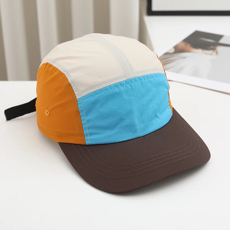 Japanese-Style Color-Mixed Five-Panel Quick-Dry Adjustable Short-Brim Outdoor Casual Street-Style Baseball Cap