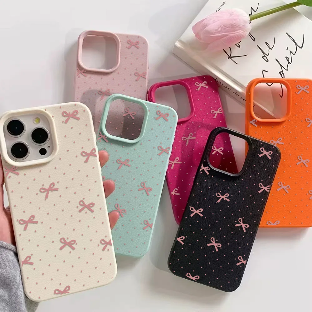 Weiche Silikon-Handyhülle aus Leder für iPhone 17 Pro Max 16 13 11 15 14 12 17Promax 16promax 17pro mit Schleifenknoten, stoßfeste Schutzhülle