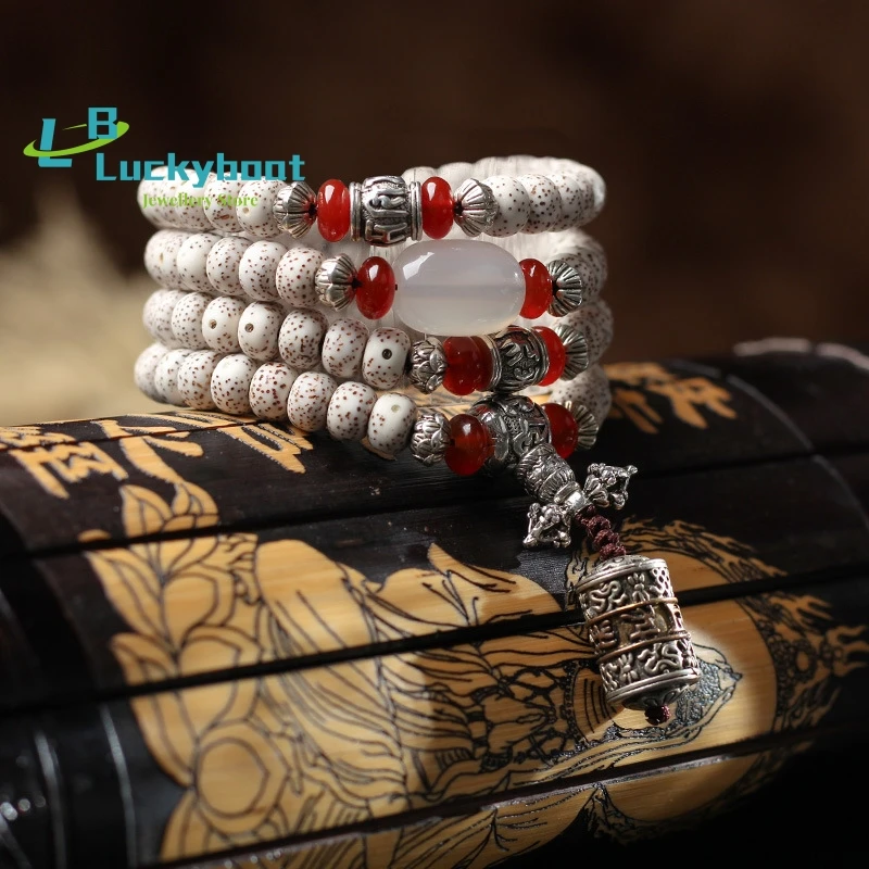 Wholesale Natural Xingyue Bodhi Bracelet 108 Buddha Bead Necklace Ethnic Style Rosary Bracelet Tibetan Silver Accessories