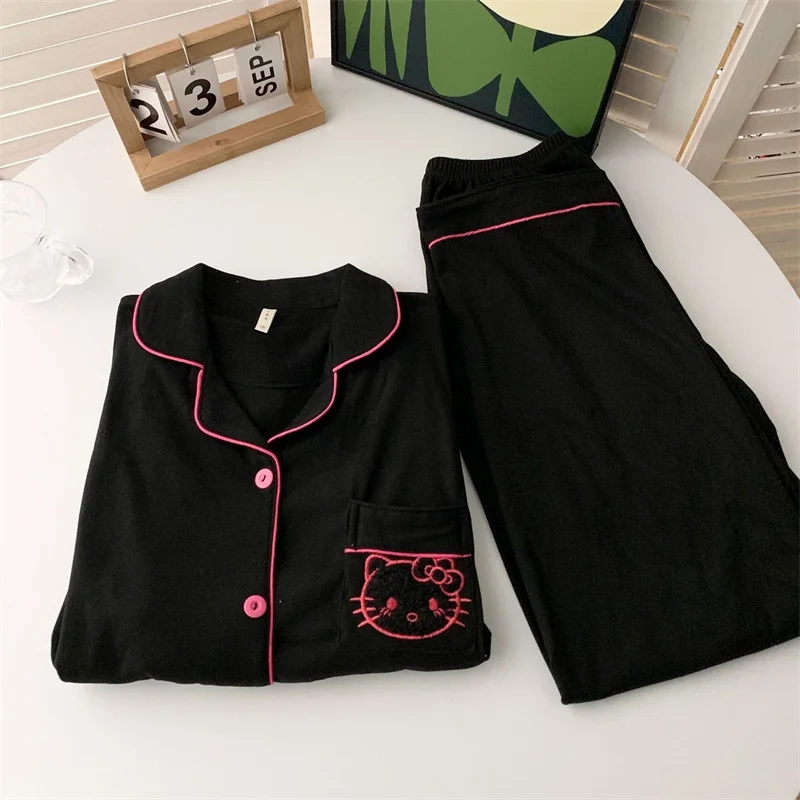 Hello Kitty Women's Pajamas, Velvet Cute Cartoon Set, Warm and Comfortable Woolen Pajamas, Two Piece High Quality Home Clothes