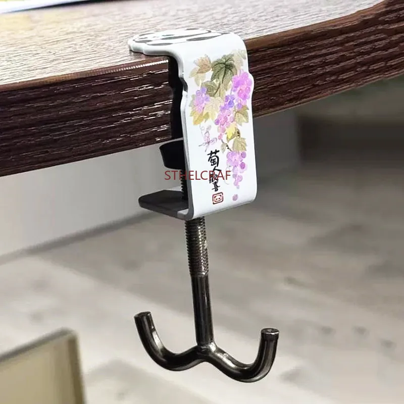 2PCS Adjustable Metal backpack Hook Creative Cute No Drilling Desk Key Holder Heavy Duty Handbag Hanger Bathroom Accessories