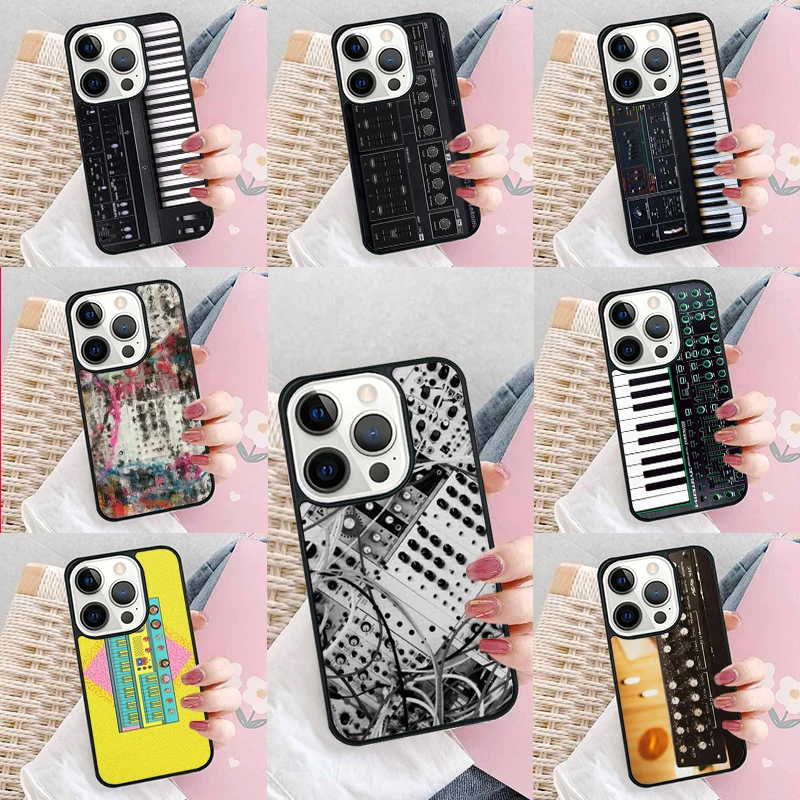 Vintage Synth Synthesizer Moog Print Phone Case Cover for iPhone 16 Promax 15 Pro 13 14 Plus 11 12 Mini XR XS MAX Coque