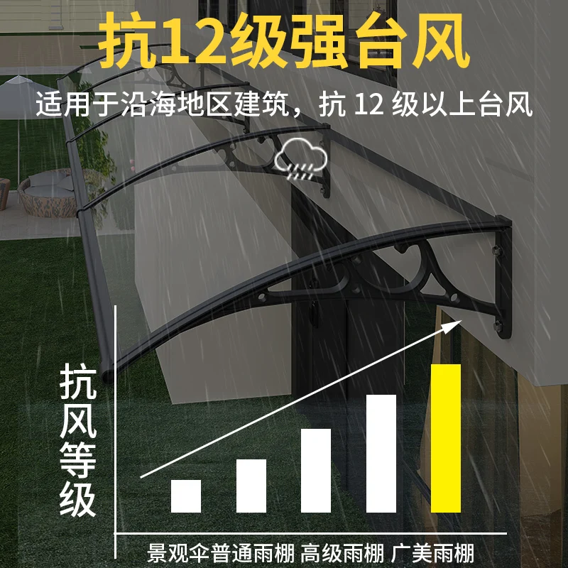 Aluminum alloy bracket canopy outdoor window eaves balcony door rainproof silent rain shade transparent thickened