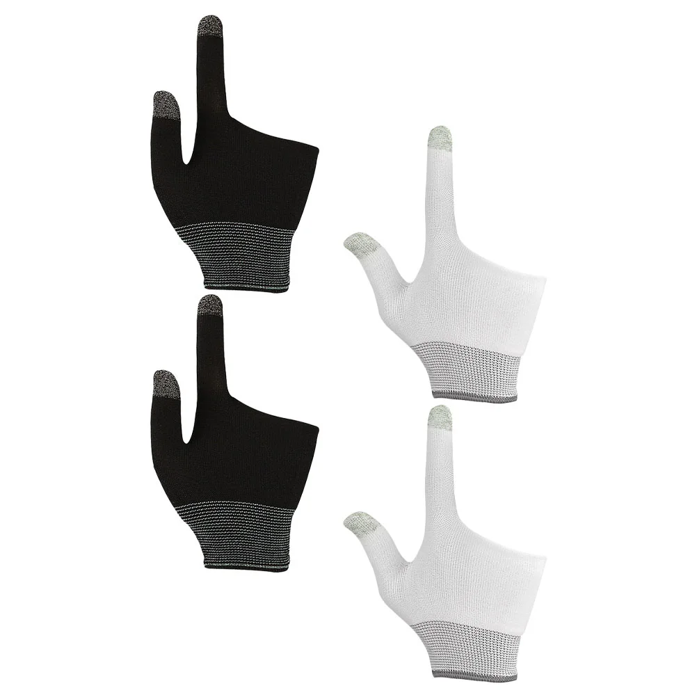 2 Pairs Comfortable Game Gloves Work Nylon Touchscreen Finger Mobile Gaming Sleeves