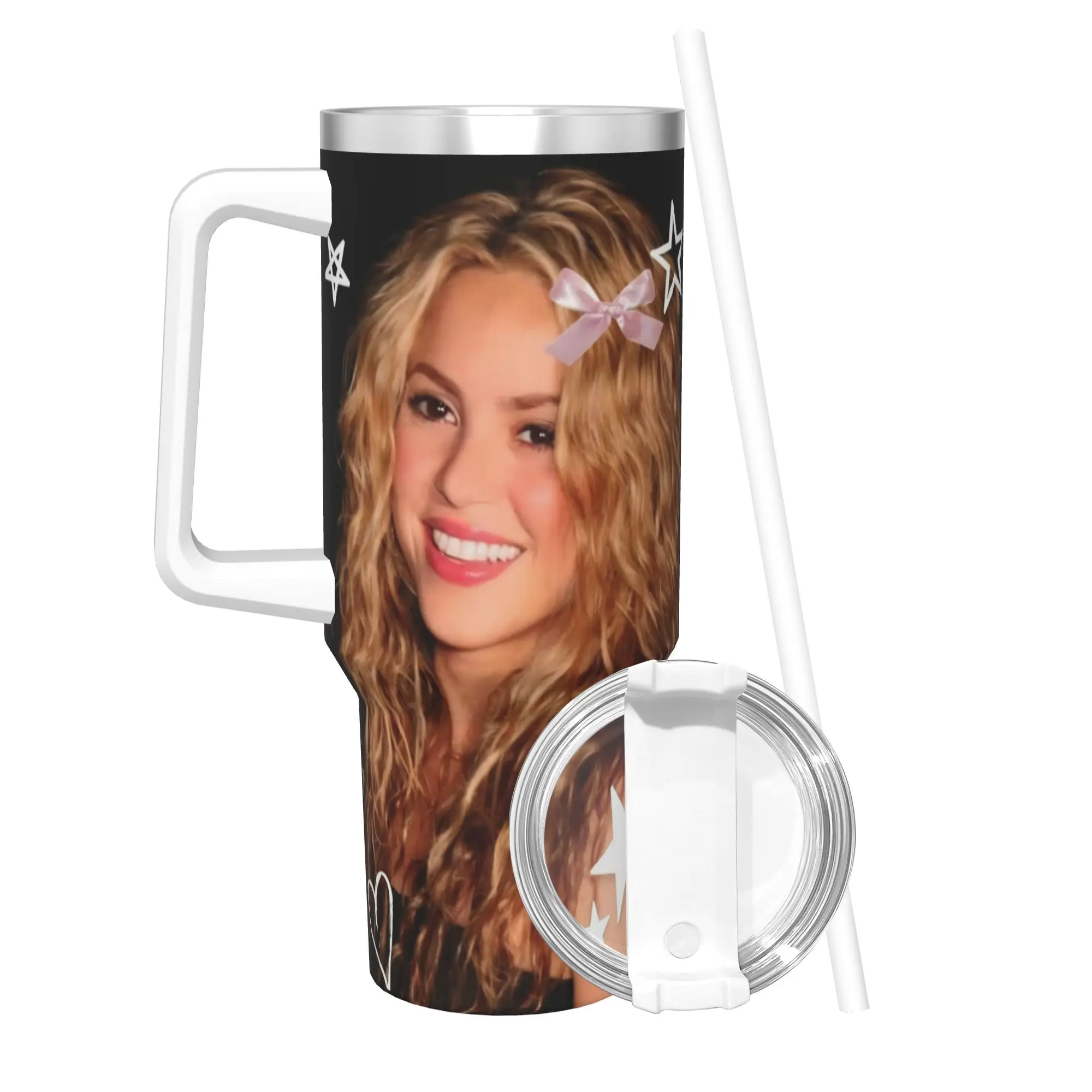 Shakira Singer 40oz Tumbler Stainless Steel Double Wall Vacuum Insulated  Mug With Straw