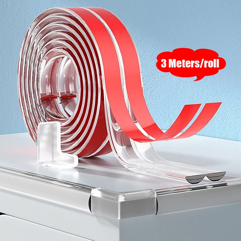 3M Transparent Silicone Corner Protector Self Adhesive Edge Guard Strip Baby Proofing Table Corner Bumper Furniture Edge Cover