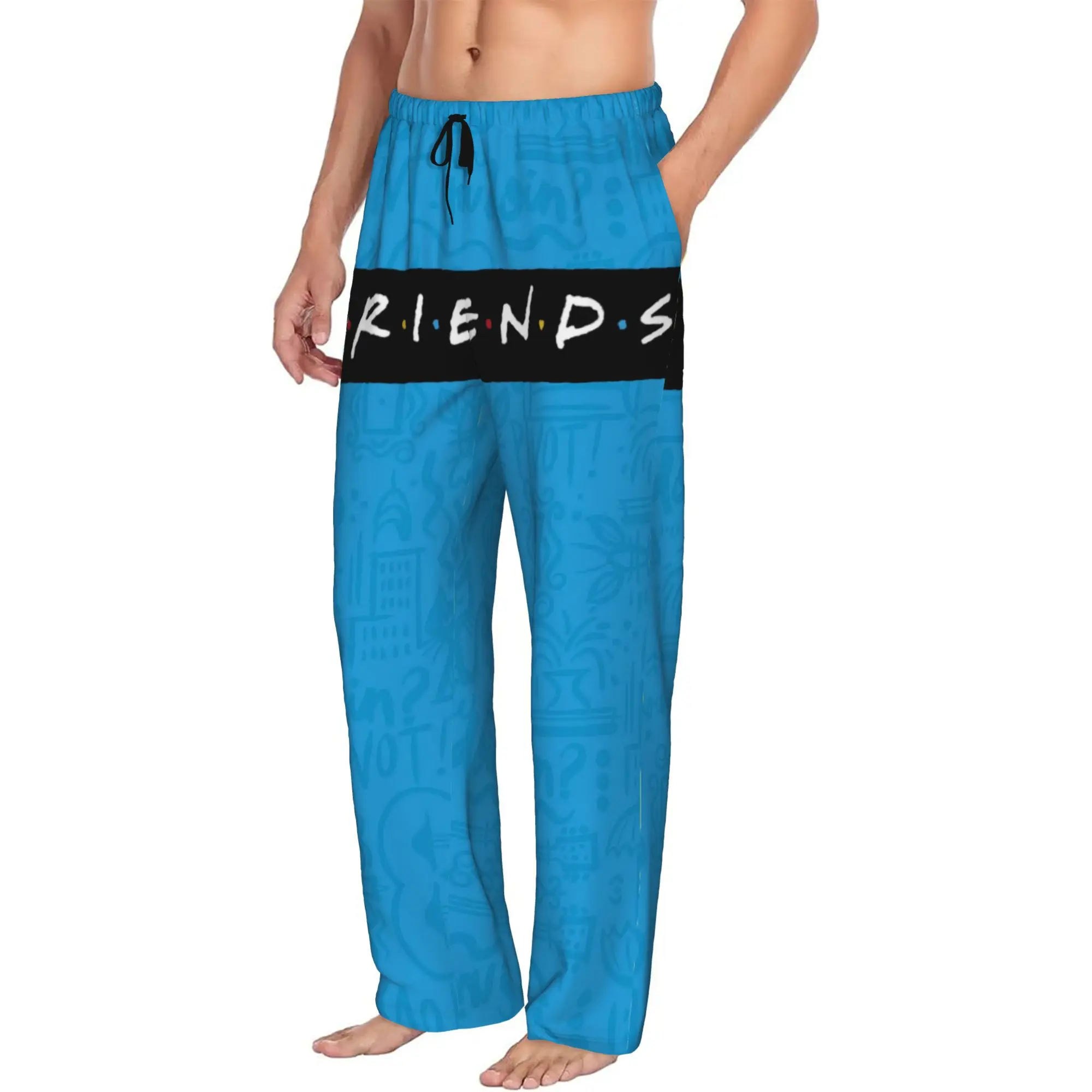 Custom Printed Men Friends Pajama Pants TV Show Sleepwear Sleep Lounge Bottoms with Pockets