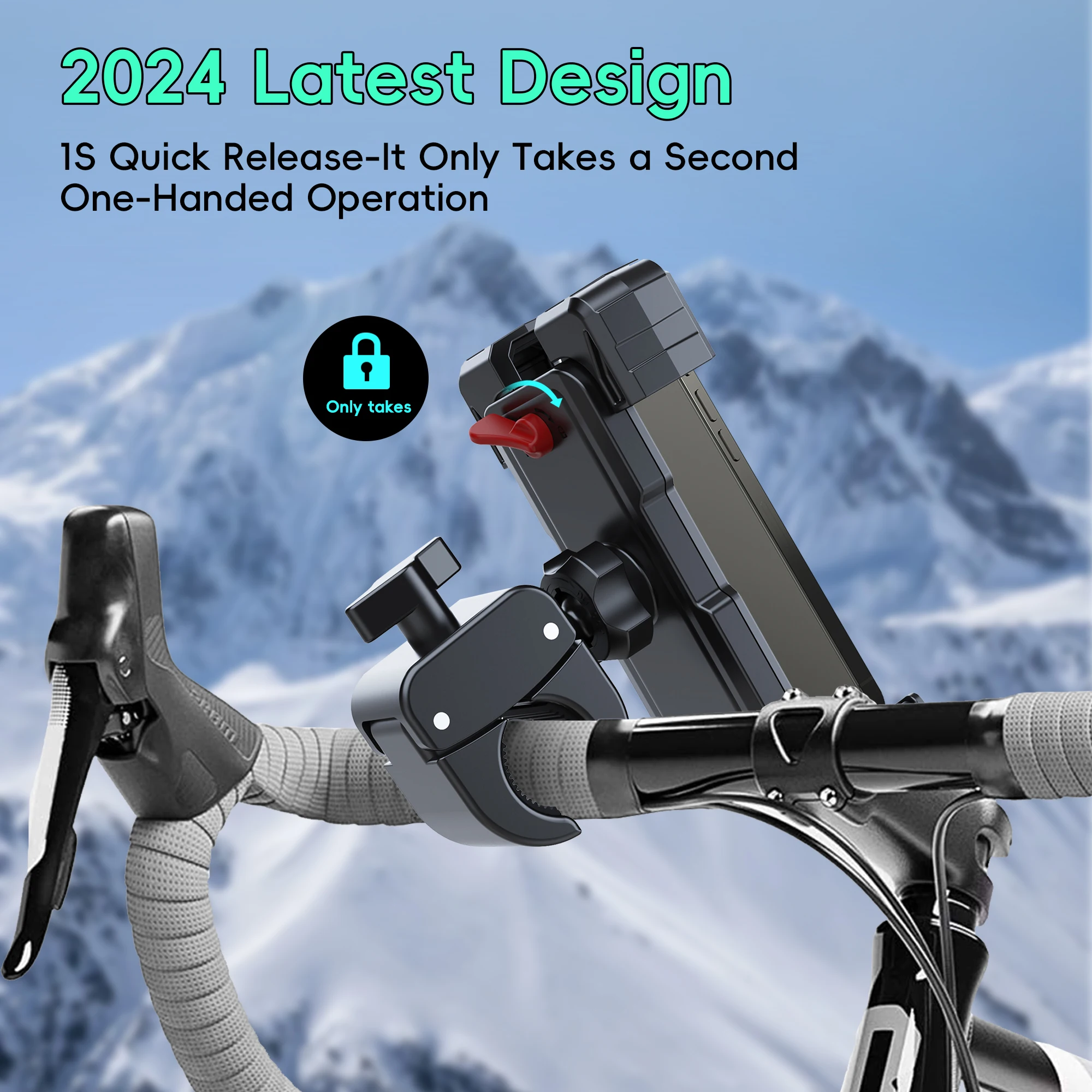 Motorcycle Phone Mount Holder - [Dual Vibration Dampener] [Upgrade Handlebar Clip] Motorcycle Cell Phone Holder,Bike Phone Mount 3