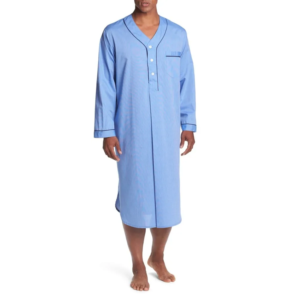 Men's Muslim Thobe for Spring & Autumn - Stand Collar Long Sleeve Mid-Length Robe,Solid Color Islamic Sleepwear & Daily Wear