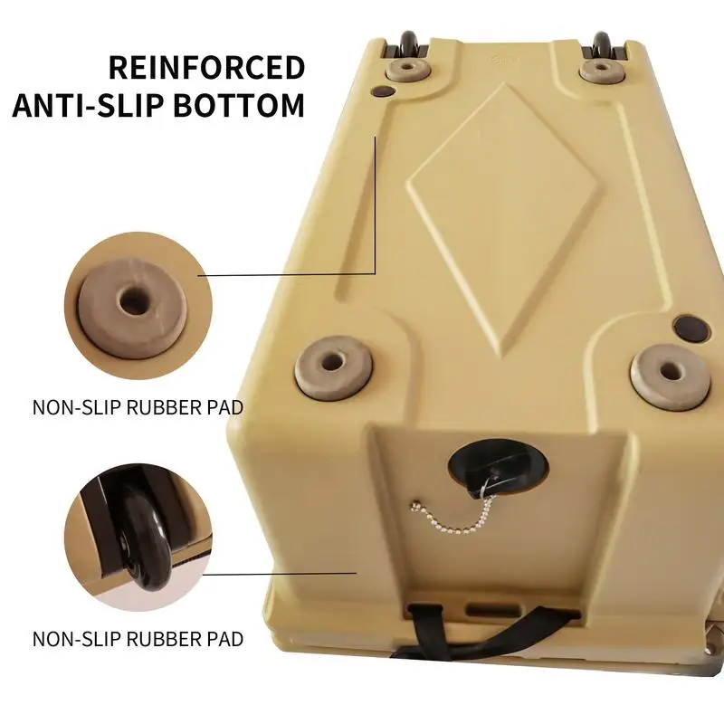 صندوق تبريد الثلج للتخييم باللون الكاكي 65QT لتخزين الصيد والبيرة في الهواء الطلق