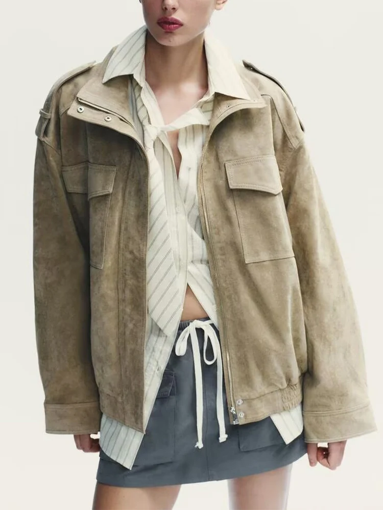 

European and American style 2025 autumn new arrivals women's clothing street style long sleeve stand collar casual jacket