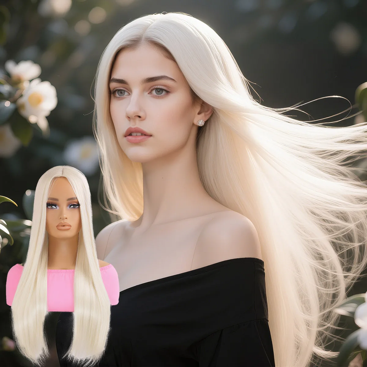

SQRDGQ Synthetic Straight Hair Woman Wigs 26inch Middle Part Wigs for Woman Blonde Wig Female Daily Party Cosplay Women's Wigs