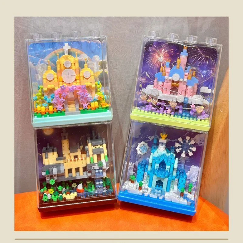 Fantasy Castle Villa Garden House Drawing Board Building Block DustCover Romantic Brick Potted Model Toy Christmas Gift For Girl