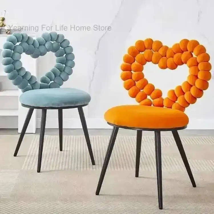 

Backrest Bedroom Creative Comfortable Soft Makeup Bag Chair Dressing Stool Sedentary Leisure Chair Home Velvet Dining Chairs