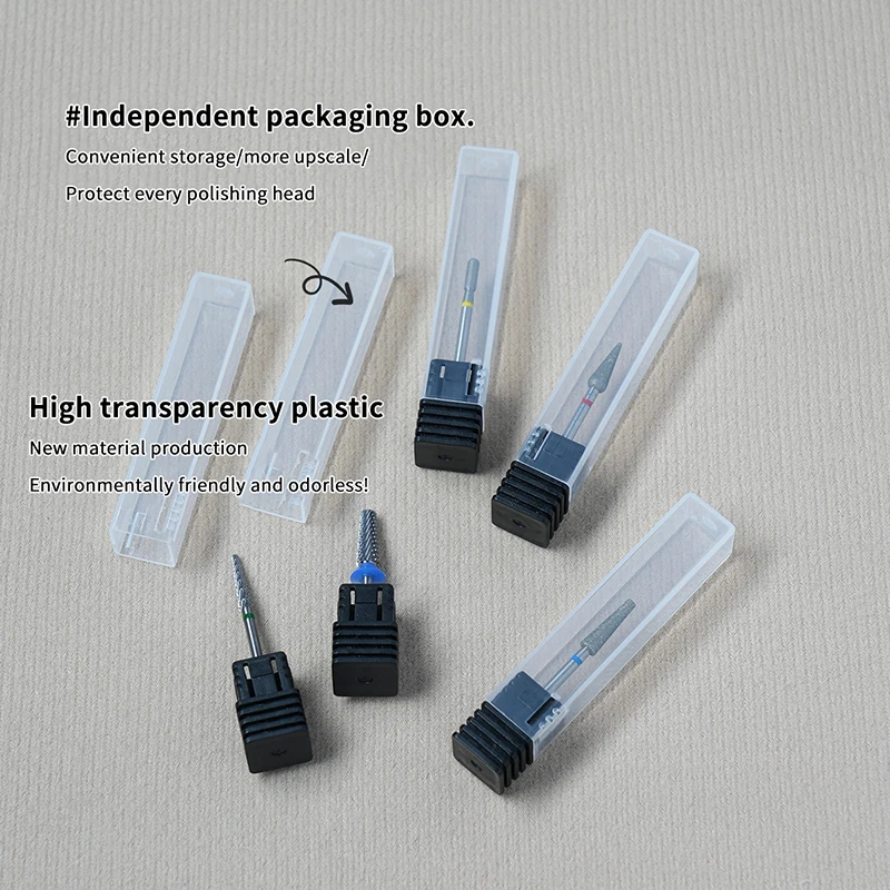 10개 네일 드릴 비트 보관 튜브 박스 케이스 단일 튜브 네일 그라인딩 헤드 디스플레이 홀더 스탠드 낙하 방지 방진 도구