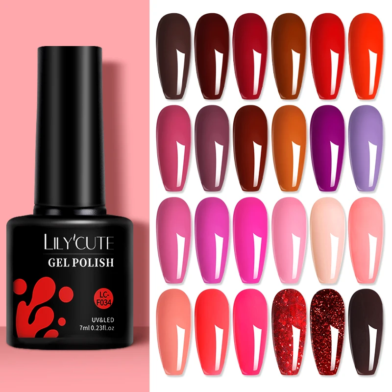 ยาทาเล็บเจล LILYCUTE 7 มล. สีแดง คอลเลคชั่นเจลทาเล็บกึ่งถาวร พร้อมน้ำยาเตรียมเล็บ สีสวยแบบฝรั่งเศส ล้างออกได้ด้วยน้ำยาล้างเล็บเจล ยูวีเจลสำหรับทำเล็บ