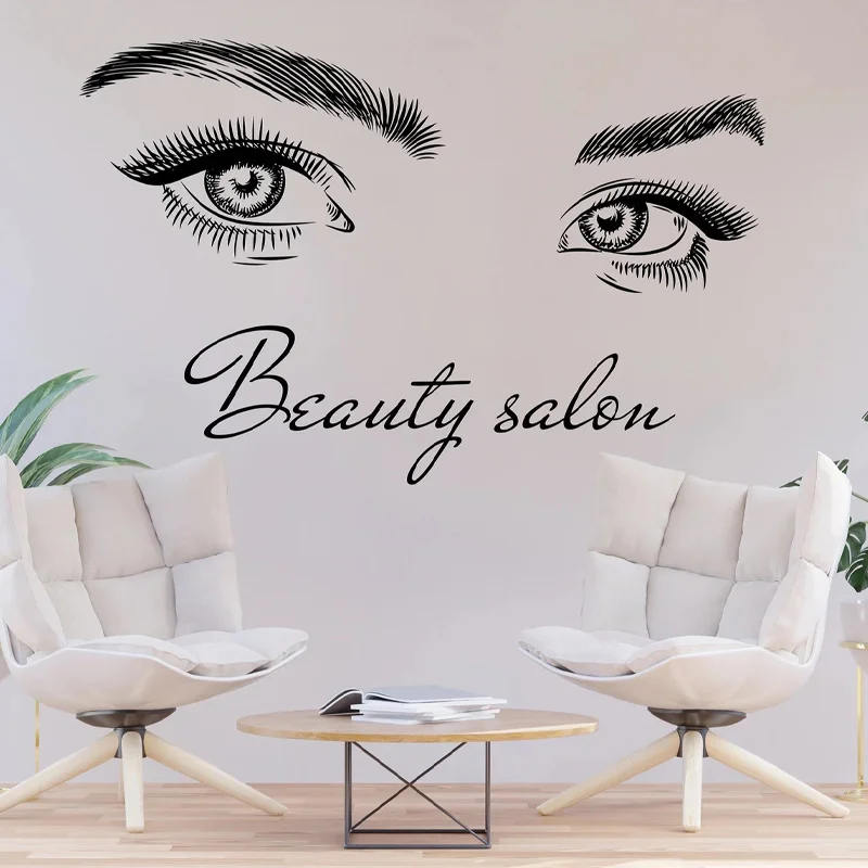 Beauty Girl Eyes Beauty Salon Wall Decal Vinyl Fashion Style Eyelash Salon Shop Sign Sticker Eye Lashes Wallpaper Murals Q028