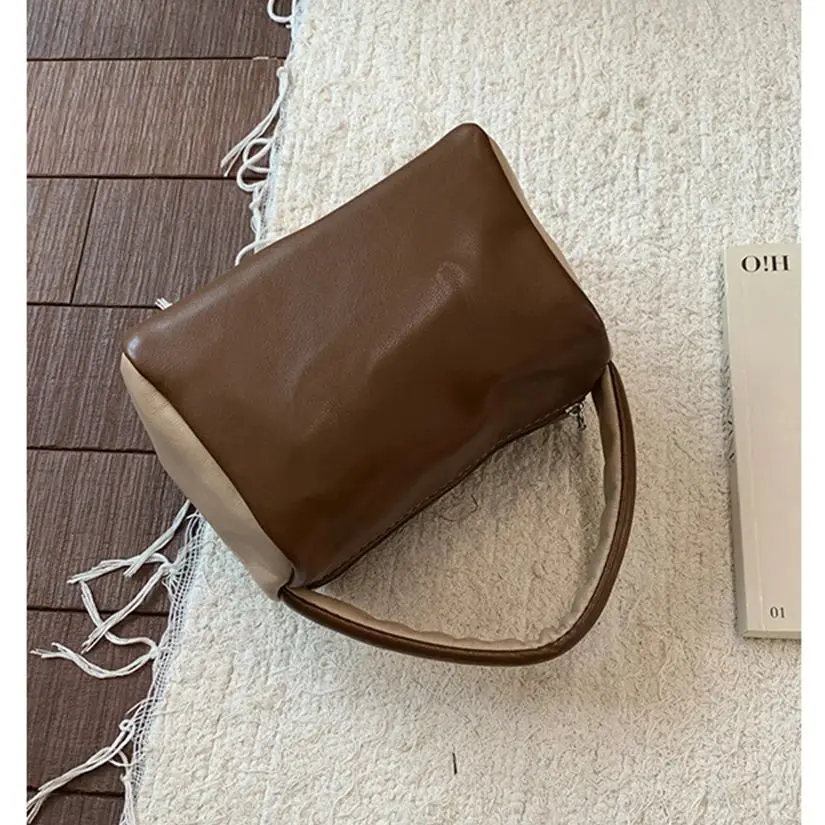 بولي PU كتلة اللون حقيبة يد المرأة 2025 جديد الخريف الشتاء الرجعية الدرجة العالية تنوعا انغلق حقيبة محمولة مربع الهاتف المحمول الحقيبة #6