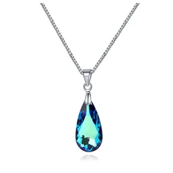 Big Water Drop Pendant Necklace Crystals from Austria Silver Color Elegant Jewelry for Women Party Friends Birthday