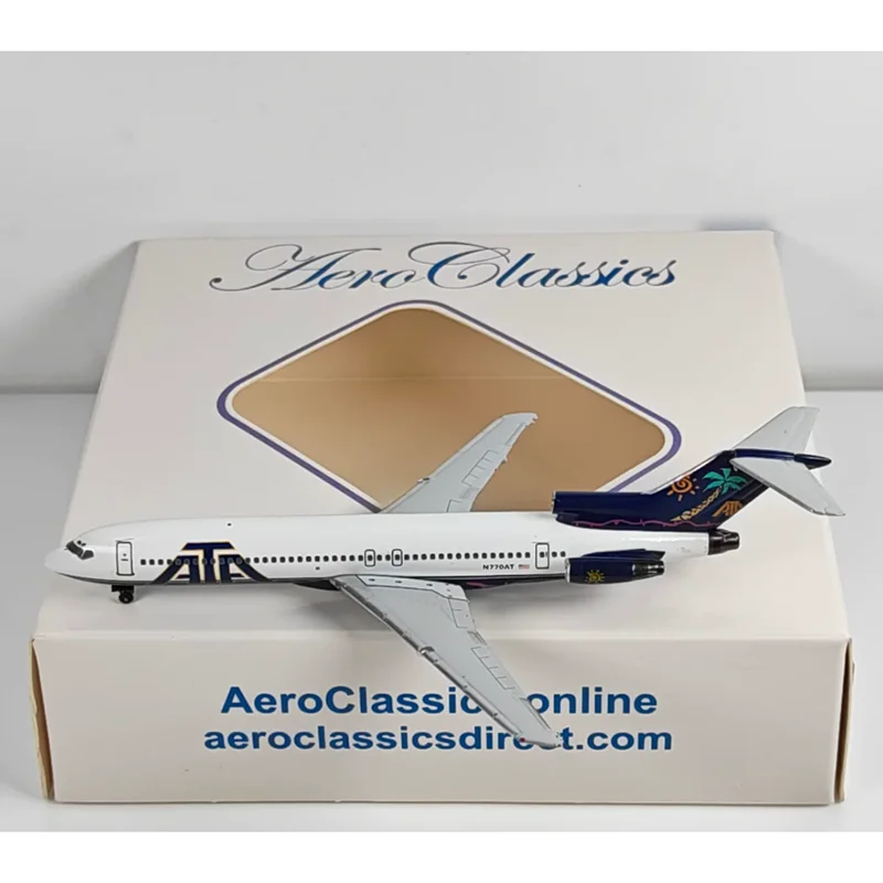 AeroClassics Diecast, Modelo de Avión de Aleación a Escala 1/400 de ATA Airlines B727-200 N770AT, Juguetes Coleccionables, Adornos, Exhibición