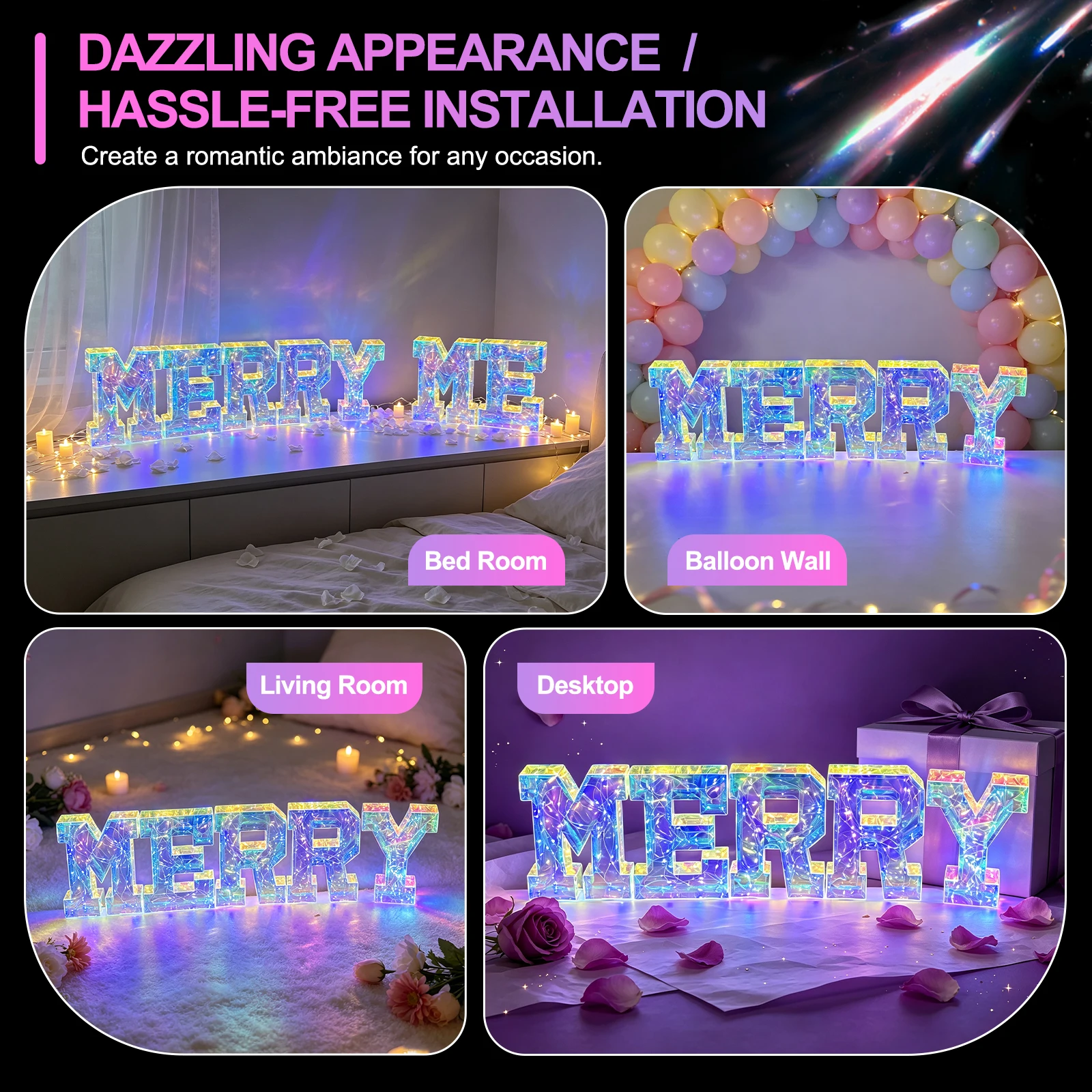 Multicolor Letters LED Night Light Numbers Dual‑Power Light‑Up Battery USB Operated Portable Indoor Decor for Party Wedding Home