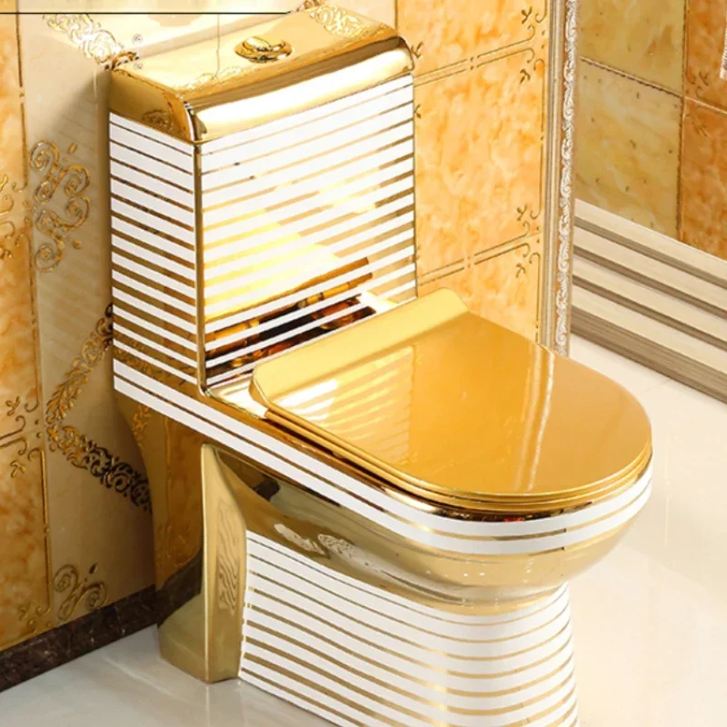 European Style Artistic Golden One Piece Closestool Gravity Fluishing Washdown Toilet