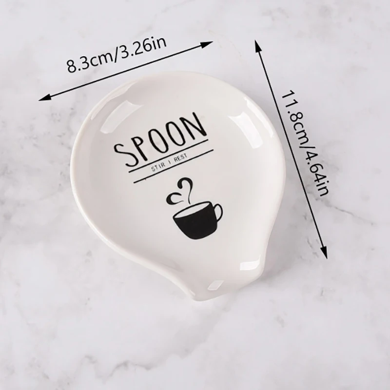 Multipurpose Ceramic Spoon Rest Pad White Spoon Holder Kitchen Utensils Tableware Spoon Holder