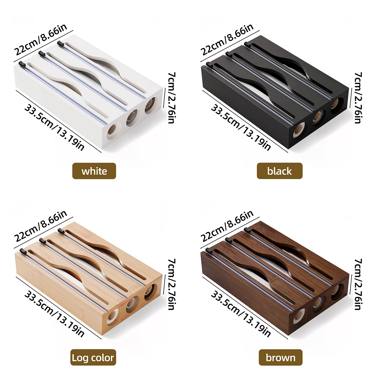 Cling Film Tin Foil Cutter, Kitchen Organizer, Bamboo Bag Cutting Box, Special Convenience, 1Pc