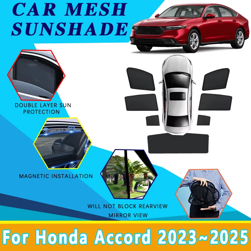 

Car Mesh Sun Shades For Honda Accord 11 11th CY 2023 2024 2025 Magnetic Sunshades Windshield Side Window Visor Tool Accessories