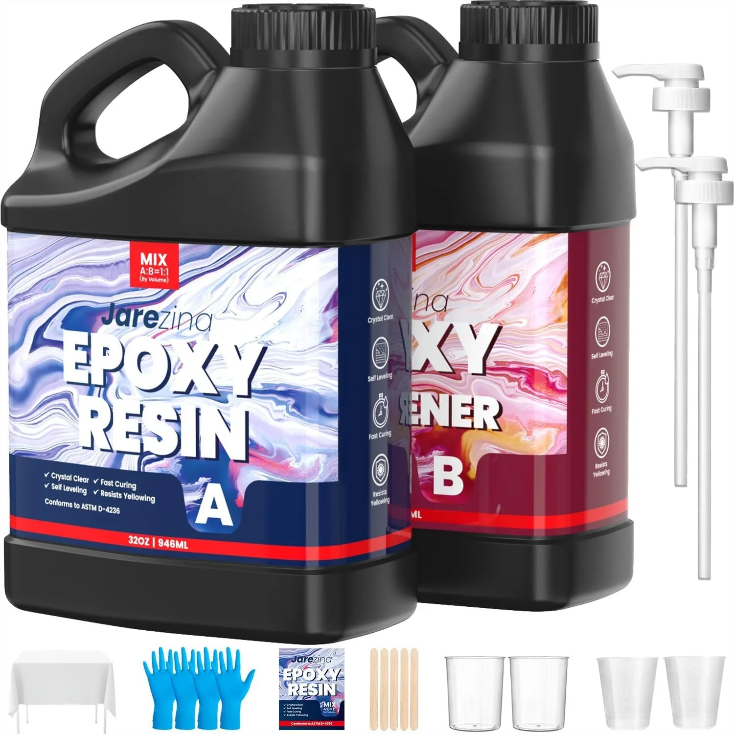

Crystal Clear Epoxy Resin Kit 64OZ for Art, Jewelry, and Wood Projects with Self-Leveling and No Bubble