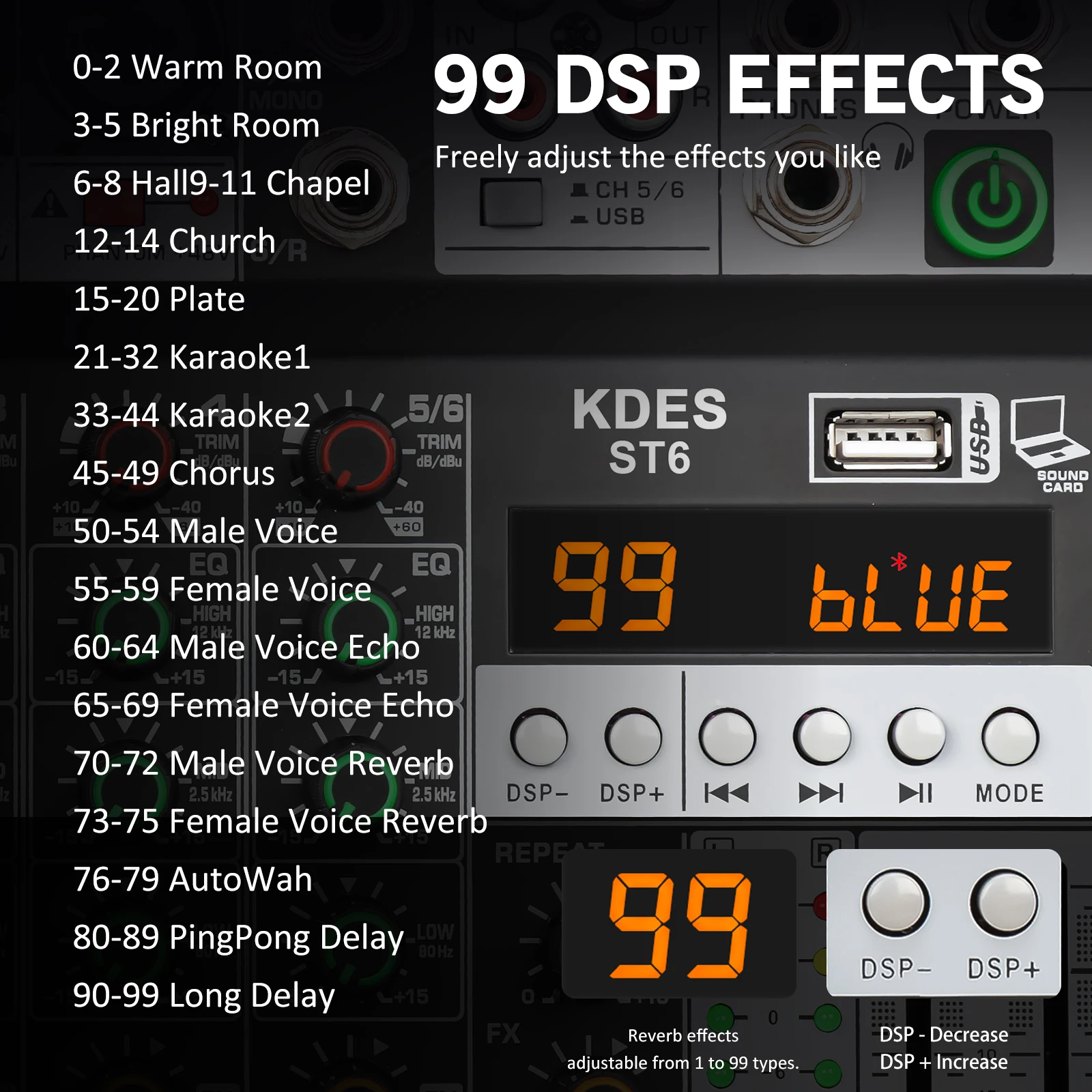 KDES جهاز مزج الصوت 4-6-8 قناة 99 DSP تأثير سجل الكمبيوتر 48 فولت الطاقة الوهمية USB خلاطات الصوت بلوتوث DJ وحدة التحكم خلط لكاريوك #4