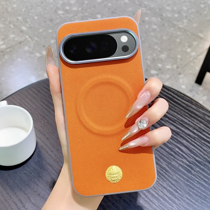 For Pixel 10 Pro XL 10 Pro 10A Google Pixel 9 Pro XL 9A 5G Case Luxury Matte Leather Magnetic Wireless Charging Shockproof  Case