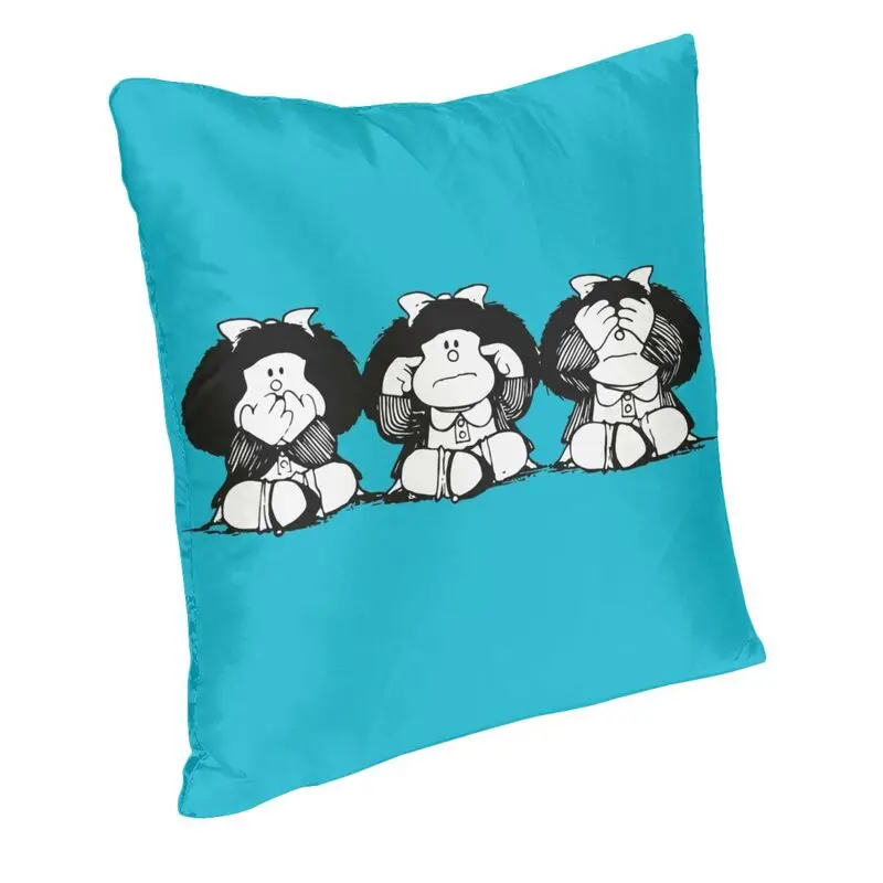 Fashion Humor Mafalda Throw Pillow Case Home Decor Custom Square Quino Cartoon Manga Cushion Cover 45x45 Pillowcover for Sofa