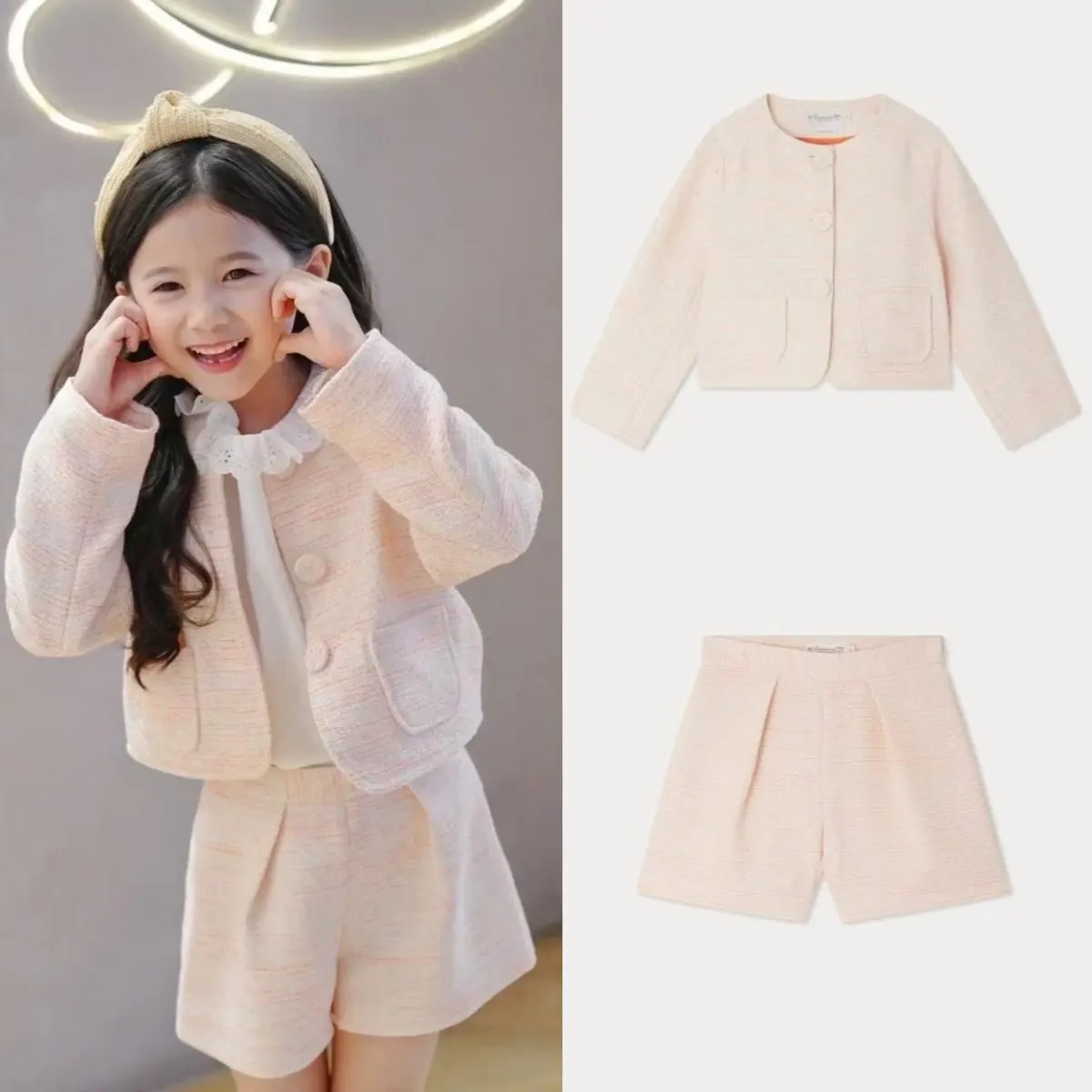 

Осенний розовый комплект для маленьких девочек, кардиган, пальто и шорты, детская одежда с длинными рукавами, новая модная детская куртка, наряд